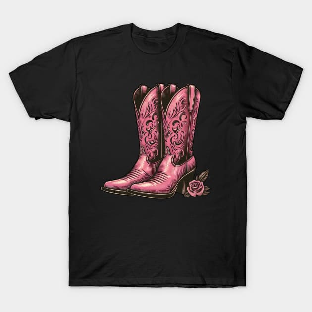 Pink cowboy boots T-Shirt by PinScher